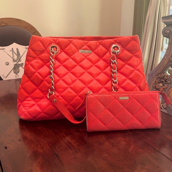 Kate Spade quilted handbag with Matching wallet - Picture 1 of 16